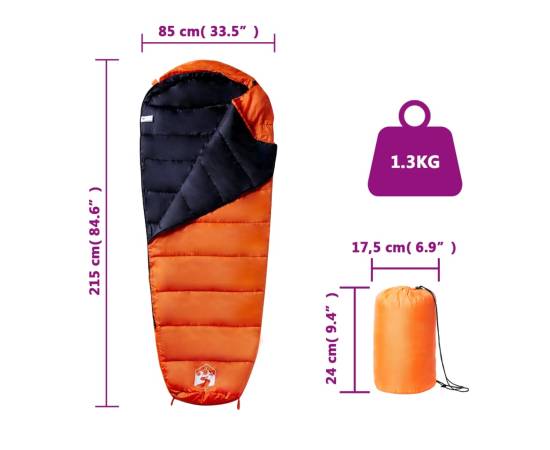 Sac de dormit tip mumie pentru adulți de camping, 3 anotimpuri, 5 image