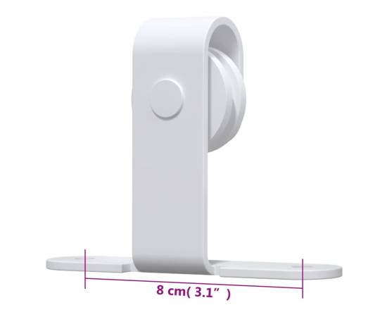 Set glisare mini ușă pentru dulap, alb, oțel carbon, 183 cm, 7 image