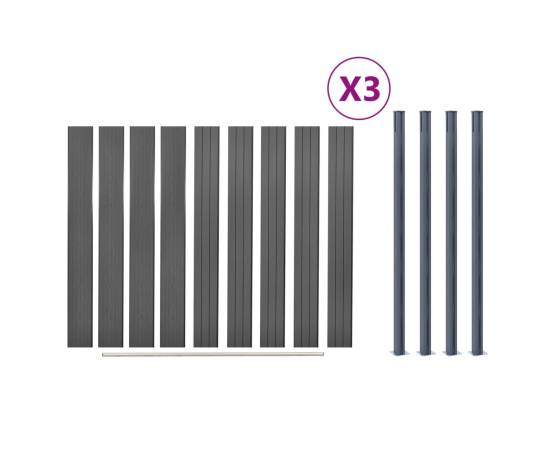 Set panouri pentru gard, gri, 526x186 cm, wpc, 8 image