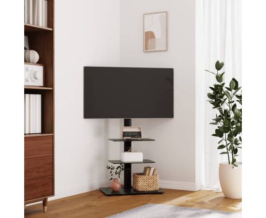 Suport tv pe colț cu 3 niveluri pentru 32-65 inch, negru