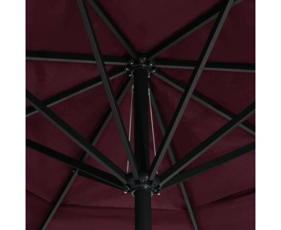 Umbrelă de soare de exterior stâlp aluminiu roșu bordo 600 cm, 4 image