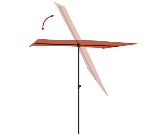 Umbrelă de soare exterior, stâlp aluminiu, cărămiziu, 2x1,5 cm, 6 image
