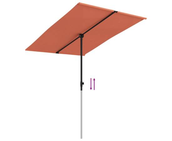 Umbrelă de soare exterior, stâlp aluminiu, cărămiziu, 2x1,5 cm, 7 image