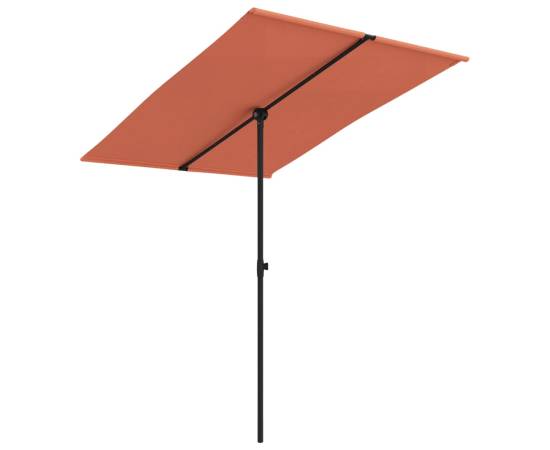 Umbrelă de soare exterior, stâlp aluminiu, cărămiziu, 2x1,5 cm, 2 image