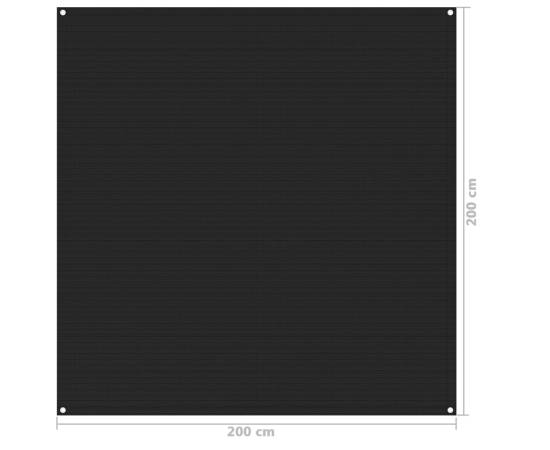 Covor pentru cort, negru, 200x200 cm, 4 image