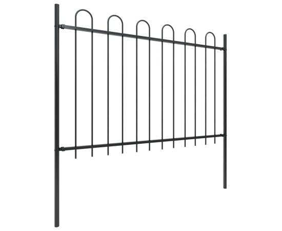 Gard de grădină cu vârf curbat, negru, 11,9 m, oțel, 2 image