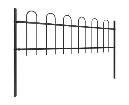 Gard de grădină cu vârf curbat, negru, 15,3 m, oțel, 2 image