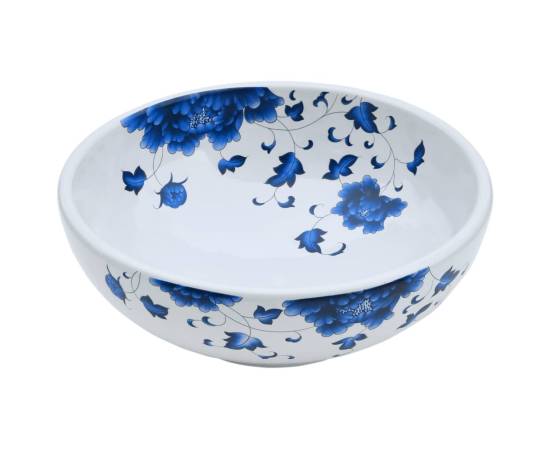 Lavoar de blat, alb și albastru, rotund, Φ41x14 cm, ceramică, 3 image