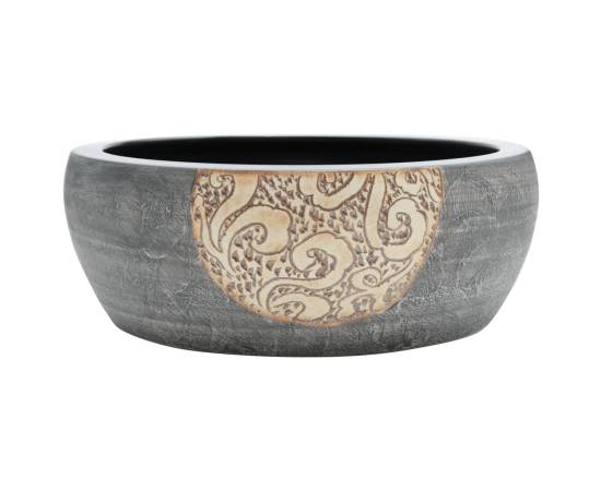 Lavoar de blat, negru și maro, rotund, Φ41x14 cm, ceramică, 2 image
