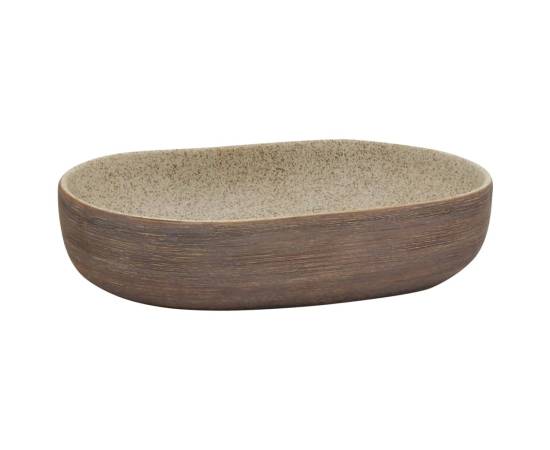 Lavoar de blat, nisipiu și maro 59x40x14 cm, ceramică, oval, 2 image