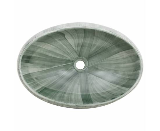 Lavoar de blat, verde, 59x40x15 cm, ceramică, oval, 6 image