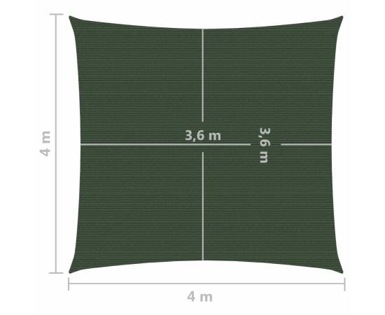 Pânză parasolar, verde închis, 4 x 4 m, hdpe, 160 g / m², 6 image