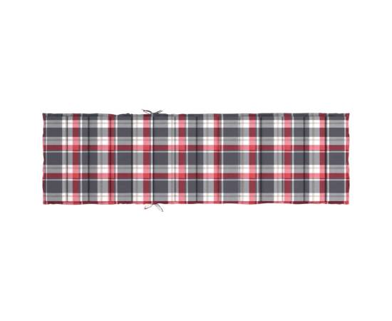 Pernă de șezlong, roșu carouri, 200x50x3 cm, textil oxford, 5 image