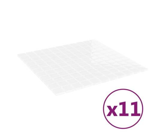 Plăci mozaic, 11 buc., alb, 30x30 cm, sticlă, 2 image