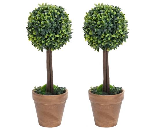Plante artificiale cimișir cu ghiveci, 2 buc. verde 41 cm minge