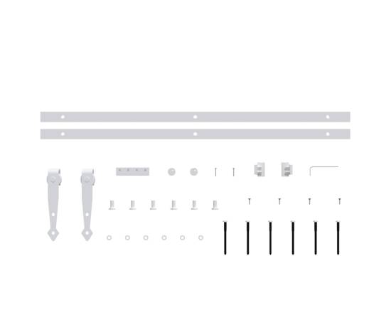 Set glisare ușă mini pentru dulap, alb, oțel carbon, 152 cm, 4 image