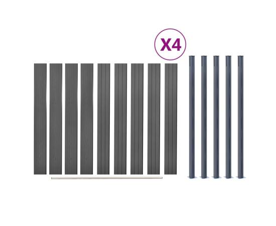 Set panouri pentru gard, gri, 699x186 cm, wpc, 8 image