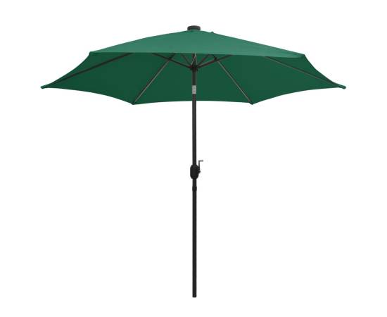 Umbrelă de soare, led-uri și stâlp aluminiu, verde, 300 cm, 3 image