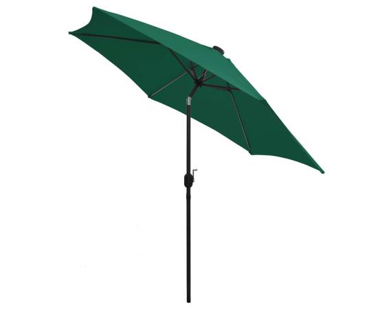 Umbrelă de soare, led-uri și stâlp aluminiu, verde, 300 cm, 4 image