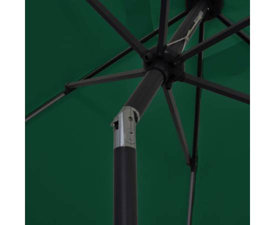 Umbrelă de soare, led-uri și stâlp aluminiu, verde, 300 cm, 6 image