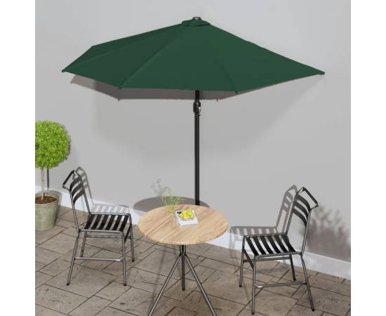 Umbrelă de soare pentru balcon, tijă aluminiu, verde, 270x144cm