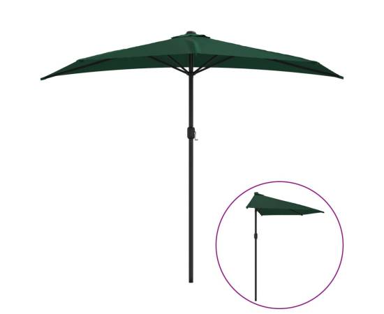 Umbrelă de soare pentru balcon, tijă aluminiu, verde, 270x144cm, 2 image
