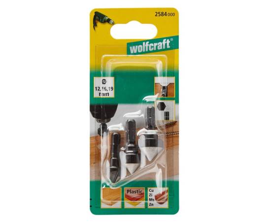 Wolfcraft set biți de frezat, trei piese, oțel, 2584000, 4 image