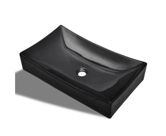 Chiuveta ceramică pentru baie, dreptunghiulară, negru, 2 image