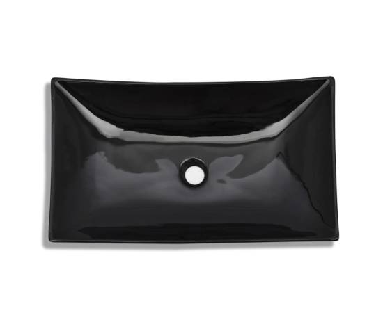 Chiuveta ceramică pentru baie, dreptunghiulară, negru, 3 image