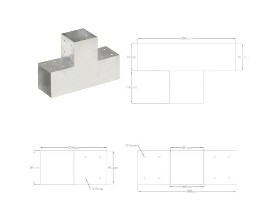 Conector de grindă, formă t, 101 x 101 mm, metal galvanizat, 7 image