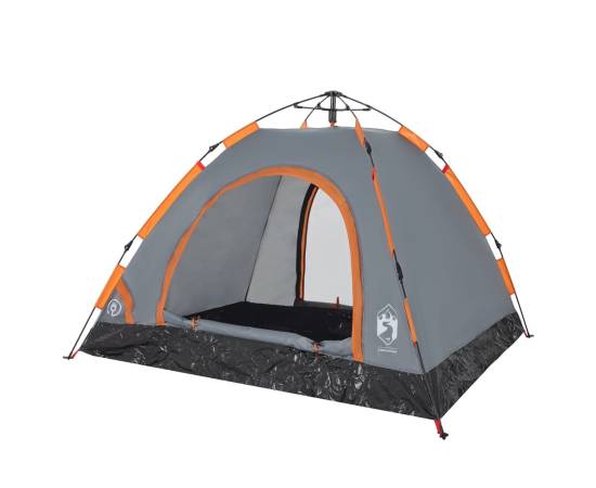 Cort de camping, 3 persoane, gri/portocaliu, setare rapidă, 5 image