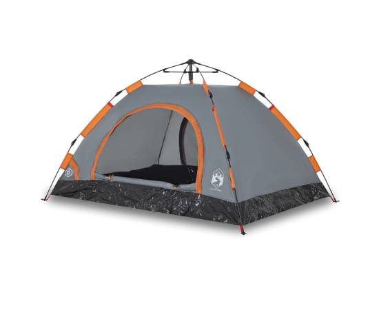 Cort de camping, 3 persoane, gri/portocaliu, setare rapidă, 2 image