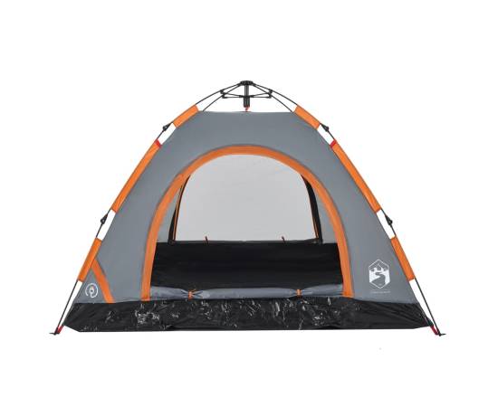 Cort de camping, 3 persoane, gri/portocaliu, setare rapidă, 8 image