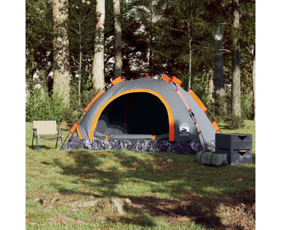 Cort de camping, 3 persoane, gri/portocaliu, setare rapidă, 3 image