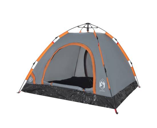 Cort de camping, 3 persoane, gri/portocaliu, setare rapidă, 4 image
