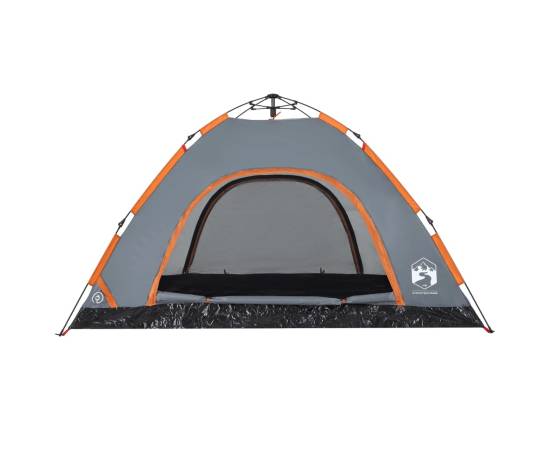 Cort de camping, 4 persoane, gri/portocaliu, setare rapidă, 6 image