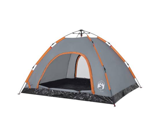 Cort de camping, 4 persoane, gri/portocaliu, setare rapidă, 5 image