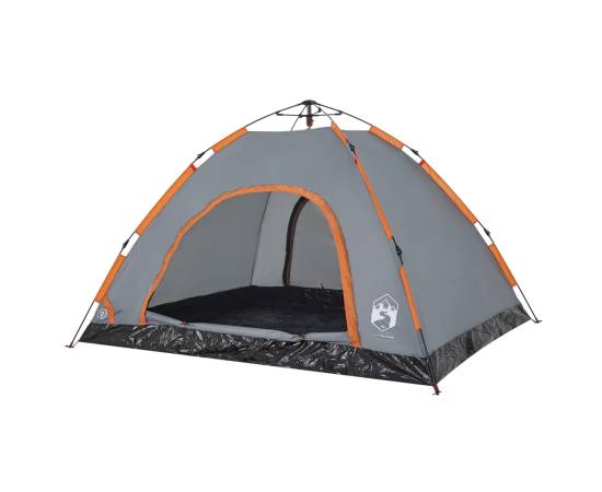 Cort de camping, 4 persoane, gri/portocaliu, setare rapidă, 4 image