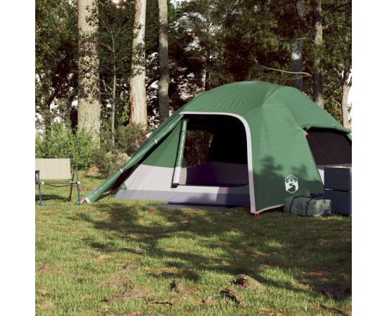 Cort de camping cupolă pentru 4 persoane, verde, impermeabil, 3 image