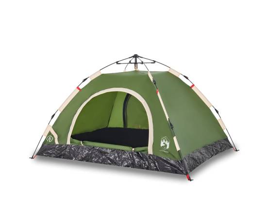 Cort de camping pentru 3 persoane, setare rapidă, verde, 2 image
