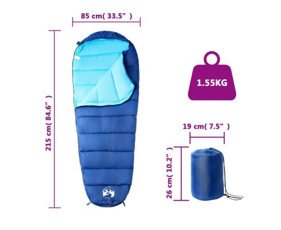 Sac de dormit tip mumie pentru adulți de camping, 3 anotimpuri, 5 image