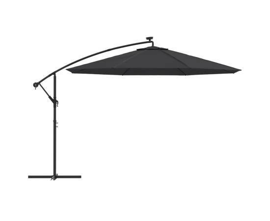 Umbrelă în consolă cu lumini led, negru, 350 cm, 4 image