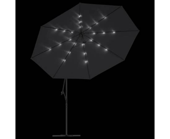 Umbrelă în consolă cu lumini led, negru, 350 cm, 6 image