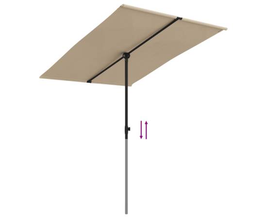 Umbrelă de soare exterior, stâlp aluminiu, gri taupe, 2x1,5 cm, 7 image