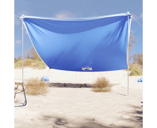 Baldachin de plajă cu ancore de nisip, albastru, 304x300 cm