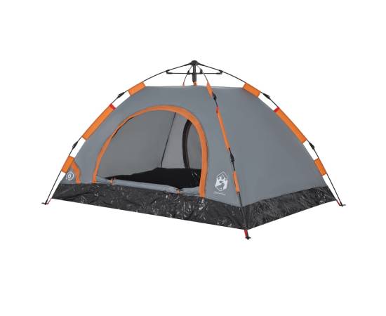 Cort de camping, 2 persoane, gri/portocaliu, setare rapidă, 4 image