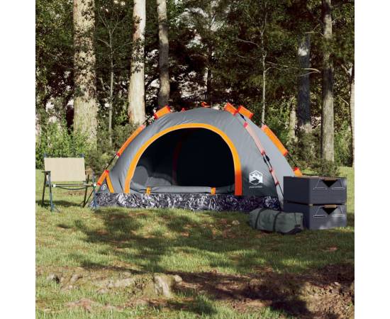 Cort de camping, 2 persoane, gri/portocaliu, setare rapidă, 3 image