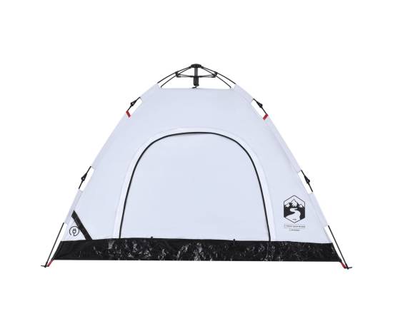 Cort de camping 3 persoane, alb opac, setare rapidă, țesătură, 7 image