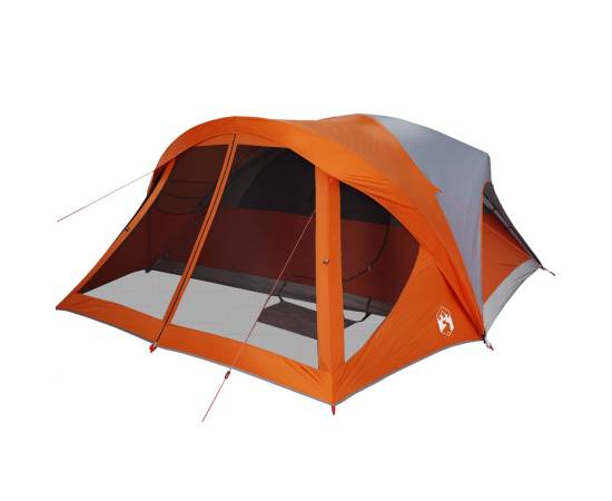 Cort de camping pentru 6 persoane, gri/portocaliu, impermeabil, 5 image