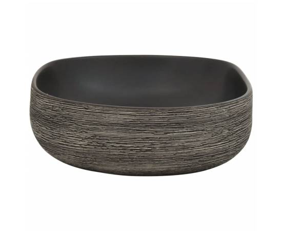 Lavoar de blat, gri și negru, 59x40x14 cm, ceramică, oval, 5 image
